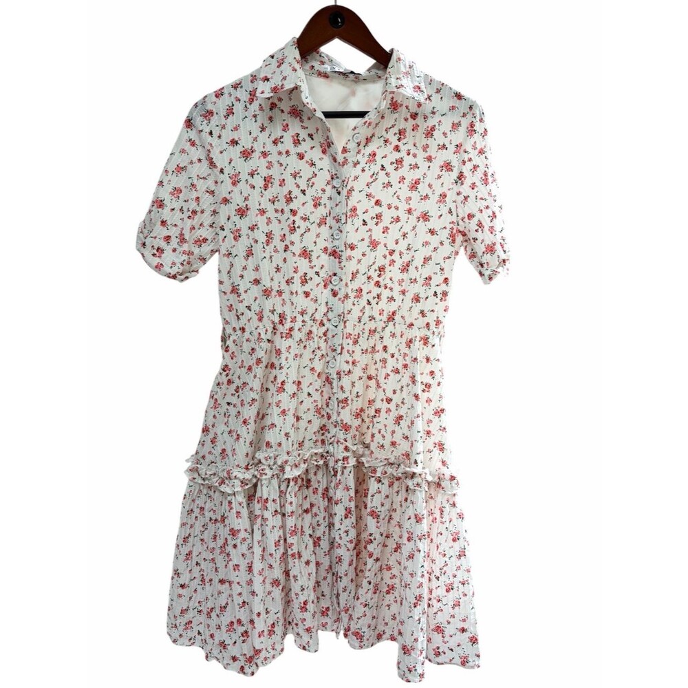 Ivy City Co Floral Cottagecore Prairie Dress Knee Length Button M